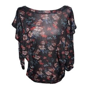 Free People 3/4 Sleeve Floral Print Top Size Small